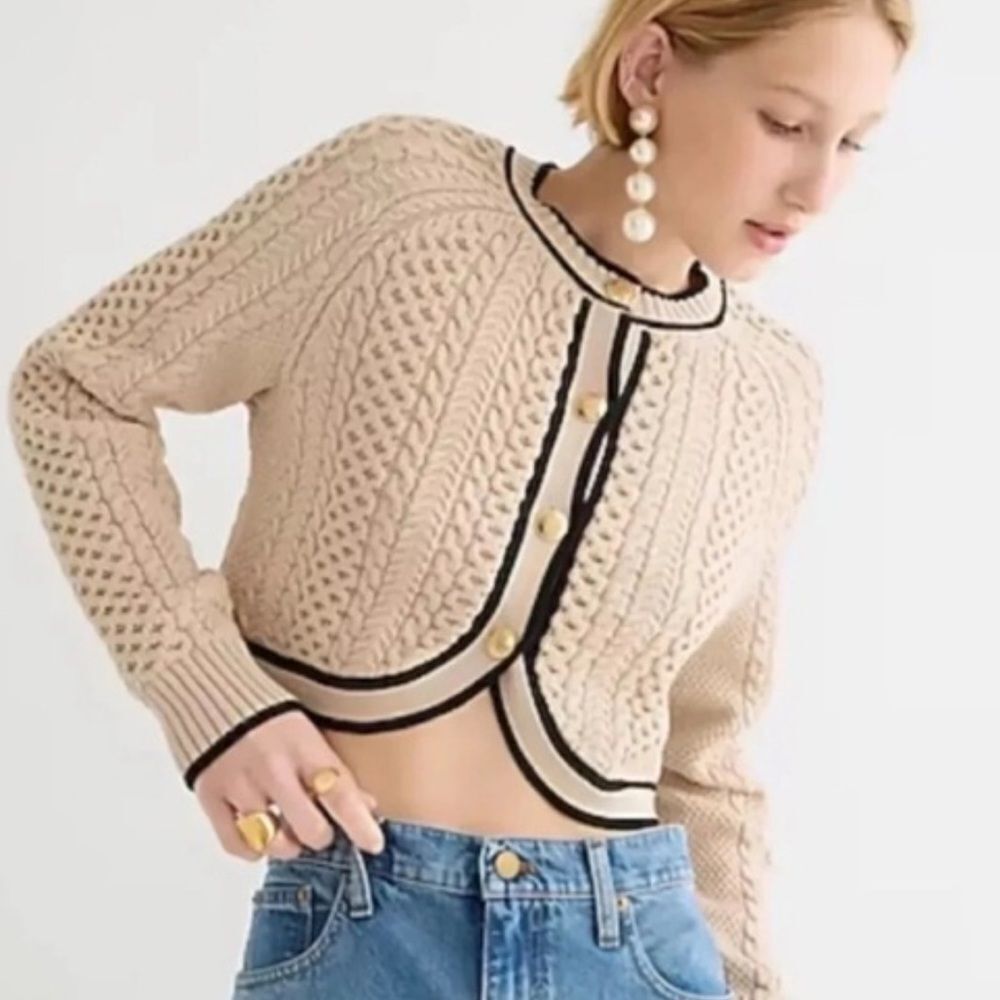 J Crew Cropped cable-knit sweater lady jacket
Kk1